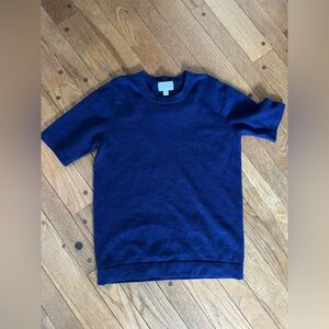 [PURE] 100% Cashmere Blue Short Sleeve Sweater